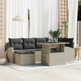 vidaXL Set de canapele pentru grădină cu pernă 7 pcs Gri deschis