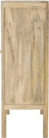 Dulap din lemn de mango natural, cu uși din rattan împletit și mânere aurii, „Paulo", 75 x 30 x 105 cm