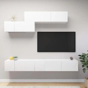 Set dulapuri TV, 6 piese, alb, PAL Alb, 100 x 30 x 30 cm, 6