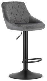 Scaun de bar gri VELVET KAST cu picior negru