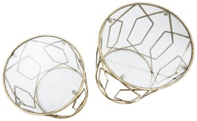 Măsuțe auxiliare rotunde cu blat din sticlă 2 buc. ø 42 cm Tunisi – Mauro Ferretti