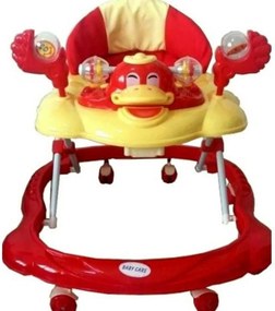Premergator Reglabil in 3 Trepte Baby Care™ Ratusca, Pliabil, 8 Roti, Cu Melodii, Rosu