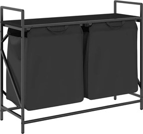 vidaXL Coș de rufe 2 compartimente cu raft stejar negru