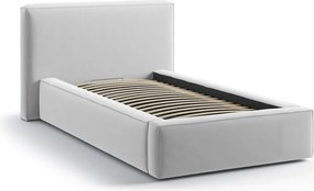 Pat argintiu tapițat cu spațiu de depozitare cu somieră 90x200 cm Jodie – Micadoni