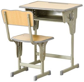 HOMCOM Set Masa Si Scaune Copii Bancă și Scaun Reglabil pentru Copii 6-12 Ani Ergonomic Aosom Romania