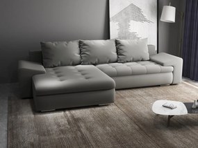 Colțar extensibil dumonde cu ladă de depozitare si sezut confortabil din spuma high-density, Leonardo Royal Gri 260x185 cm