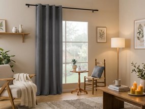 Draperie opaca DREAM VELVET 140x250 cm, gri inchis Agatat: Inele metalice