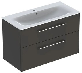 Dulap pentru lavoar 64x99x48 cm, cu lavoar, 2 sertare, lava mat Gri inchis mat