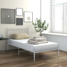 325010 vidaXL Cadru de pat, alb, 90 x 200 cm, metal