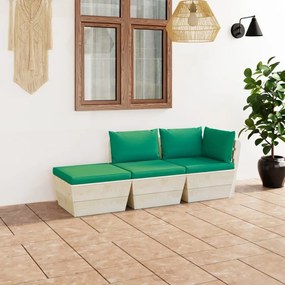 Set mobilier gradina din paleti cu perne, 3 piese, lemn molid