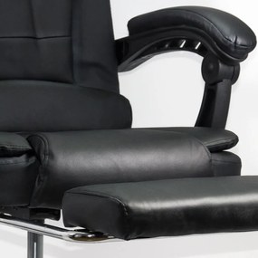Scaun de birou cu masaj în 7 puncte din piele ecologică cu suport pentru picioare OFF 418M negru