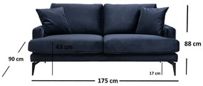 Canapea albastru-închis 175 cm Papira – Balcab Home