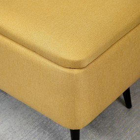 HOMCOM Bancă bancă cu depozitare 2 în 1 din material textil cu picioare din oțel negru 101l x 38,5l x 44,5î galben | Aosom Romania