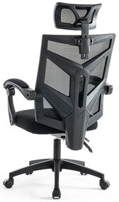 Scaun tip gaming din mesh negru, cu spatar rabatabil ergonomic OFF 434