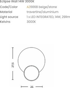 Aplica LED lumina ambientala ECLIPSE WALL 14W 3000K