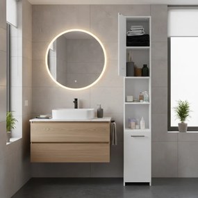 Dulap înalt de baie SILKE, 180×30×30cm, alb Casaria