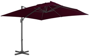 vidaXL Umbrelă în consolă cu stâlp din aluminiu, bordo, 300x300 cm