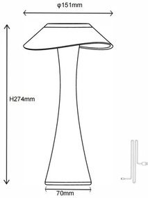 Lampă LED reîncărcabilă dimabilă de masă Globo 21025C AMBRA LED/2,5W/3,7V 2700K/4500K/6500K alb