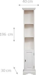Biblioteca mica, L40 30 H196 cm, alb antichizat, lemn masiv