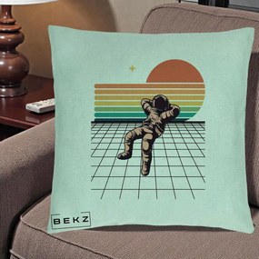 Perna Decorativa Astronaut Retro Space, 40x40 cm, Verde Menta, Husa Detasabila, Perna Inclusa, BEKZ®