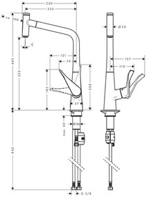 Baterie chiuveta bucatarie cu dus extractibil crom Hansgrohe Metris Select M71 14884000