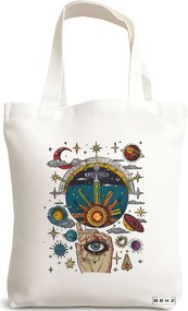 Sacosa de Panza pentru Cumparaturi, Geanta Tote Energy Mood 2, 38x34.5 cm, Alba, BEKZ®