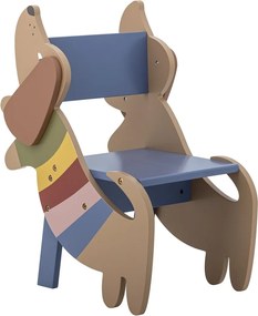 Scaun pentru copii din lemn, multicolor, cu decupaje în formă de câine, 44x33x57 cm, „Charlie"