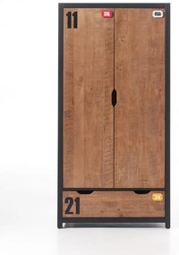 Set ALEX conține un Pat copii de 90x200cm, o lamă, o noptieră, un Dulap camera copii cu 2 uși și o comodă cu 3 sertare