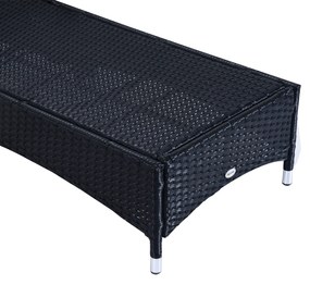 Outsunny Set Mobilier de Grădină din Ratan Negru cu Măsuță și 2 Șezlonguri Exterior cu Saltele Captușite Confortabile 200x73x103cm | Aosom Romania