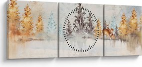 Tablou - Pădure în acuarelă (cu ceas) (90x30 cm)