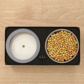 PawHut Bol înălțat pentru câini, înălțime reglabilă, bol cu apă, 2 boluri din oțel inoxidabil pentru câini mici și mari, Negru | Aosom Romania