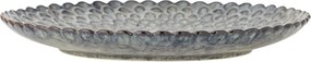 Set 4 farfurii din ceramică, gri, margine ondulată și model marin în relief, glazură reactivă, 3 x 26,5 cm, „Katrina”