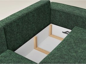 Colțar verde închis extensibil/cu spațiu de depozitare cu tapițerie din chenille (cu colț pe partea stângă/în formă de ”L”) Tonga – Maison de Rêve