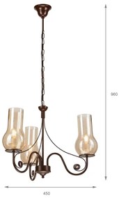 Lustră pe lanț Brilagi COTTAGE 3xE14/40W/230V maro
