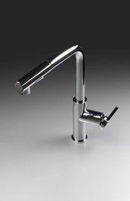 Baterie pentru chiuveta bucatarie, crom, cap mixer, 2 tipuri de jet, dus extractabil, Deante Momi Crom
