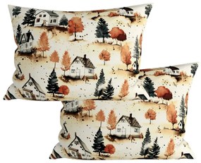 Set 2 bucati huse decorative pentru perna AUTUMN VILLAGE 50x70 cm, colorata