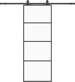 vidaXL Ușă glisantă cu set de feronerie neagră 76x205 cm Sticlă ESG
