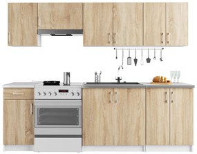 Set mobilier bucătărie 240 cm Lula TYP2 (Alb + Stejar sonoma). 1068637