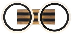 Plafoniera LED CCT BLEVINS riflaj MDF cu efect de lemn