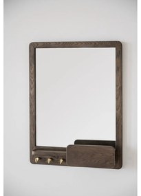 Oglindă de perete cu raft și ramă din lemn 45x60 cm Inverness - Rowico
