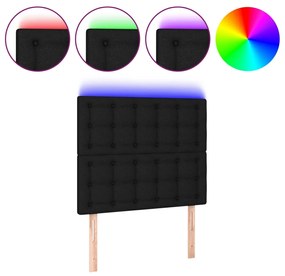 Tablie de pat cu LED, negru, 100x5x118 128 cm, textil 1, Negru, 100 x 5 x 118 128 cm