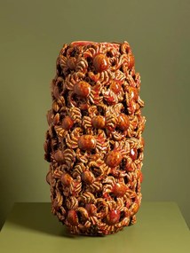 Vas decorativ din ceramica cu motive marine in relief, "Crab Reef"