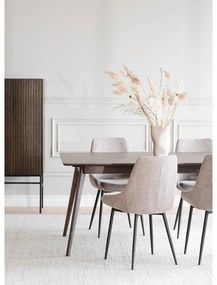 Masă de dining maro închis extensibilă cu aspect de lemn de stejar 90x190 cm Yumi – Rowico