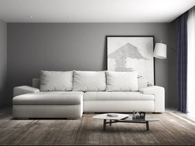 Colțar extensibil dumonde cu ladă de depozitare si sezut confortabil din spuma high-density, Leonardo Zoom Crem 260x185 cm