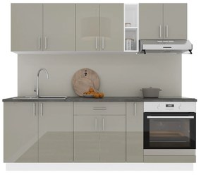 Set haaus V14, Gri Lucios/Alb, MDF, Blat Thermo 28 mm, L 220 cm