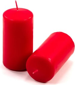 Set de lumânări cilindrice, 10 cm, Ø 5 cm, roșu, 24 bucăți
