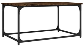 823294 vidaXL Măsuță cafea, stejar fumuriu 80x50x40 cm lemn prelucrat și fier