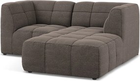 Colțar maro cu tapițerie din țesătură bouclé (cu colț pe partea dreaptă/cu șezlong) Aloha – Makamii