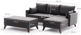 Canapea extensibilă Bellina (antracit) (D). 1063017