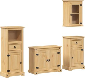 vidaXL Set mobilier de baie „Corona”, 4 piese, lemn masiv de pin
